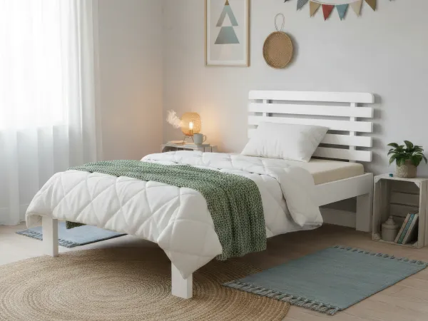 Alexa Solid Wood Single Bed in White Finish